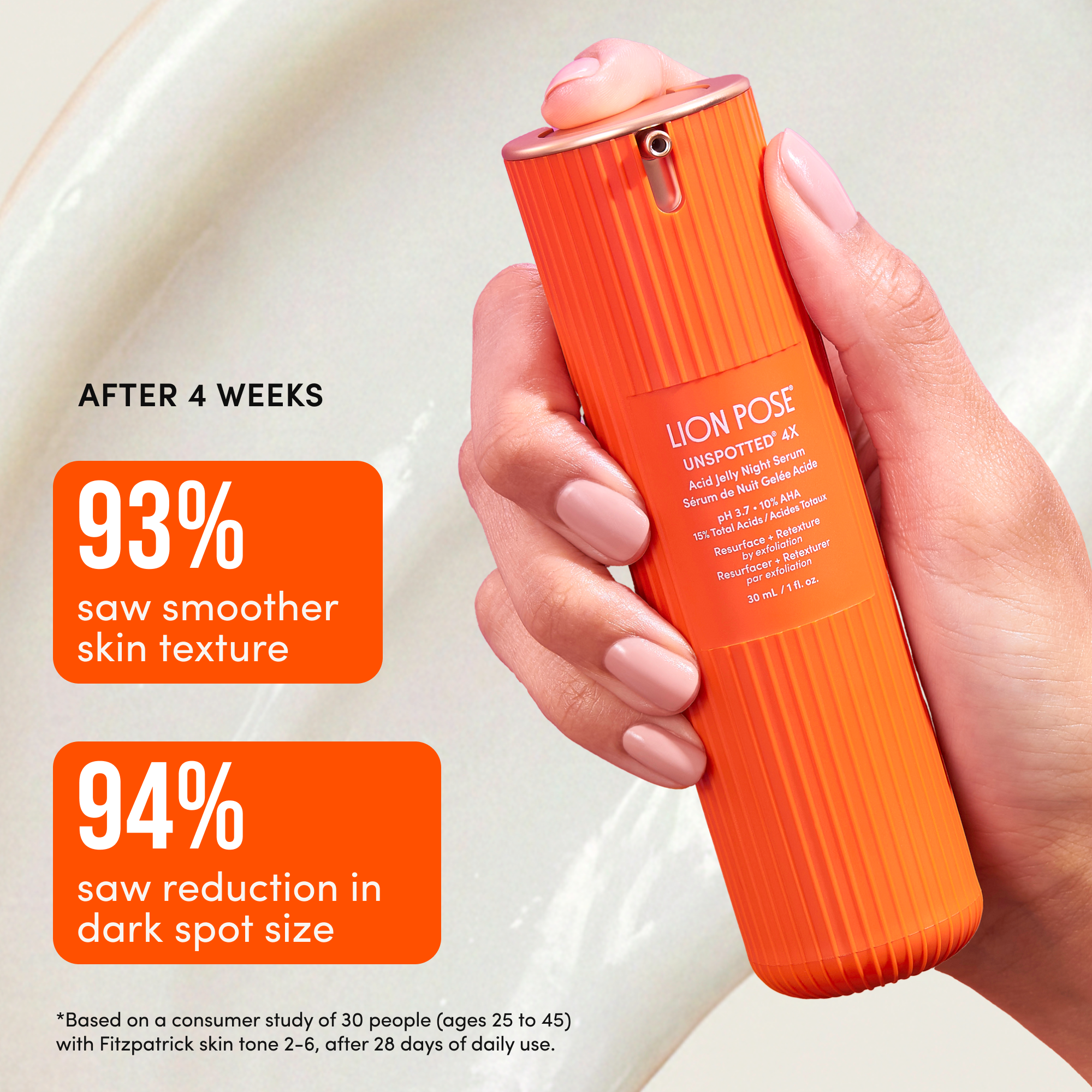 Acid Jelly Serum | UNSPOTTED 4X® Night Serum for Dark Spot Treatment & Skin Brightening