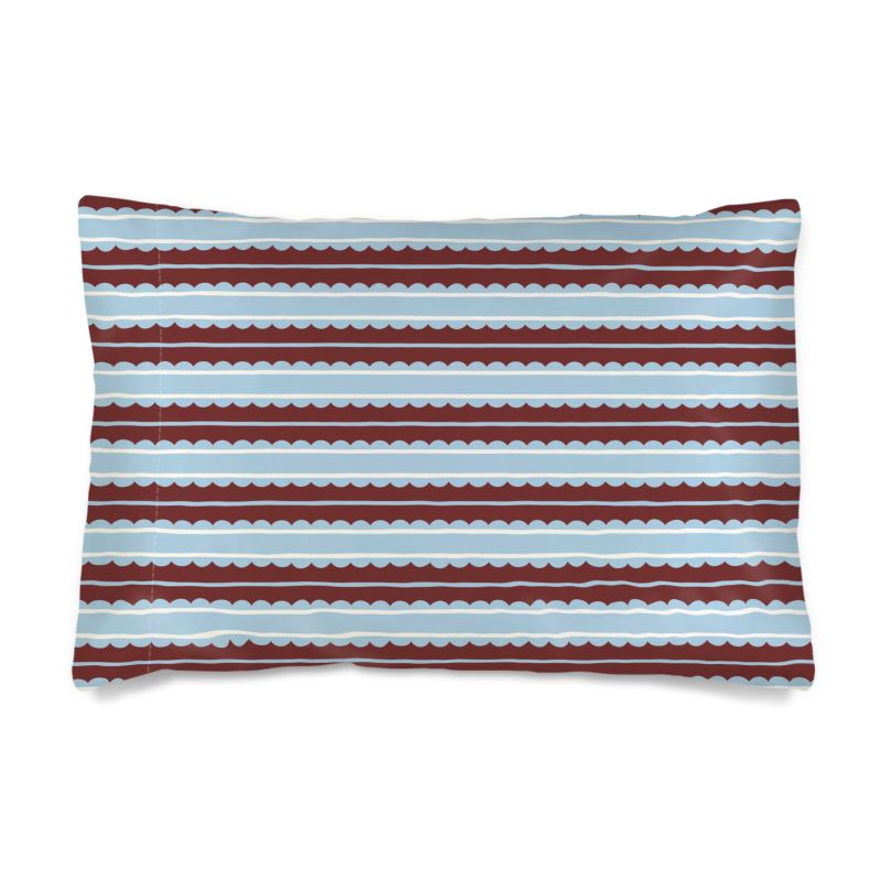 Silk Pillowcase Luxury Blue Brown Stripe – Handmade Soft Satin Cover for Elegant Sleep