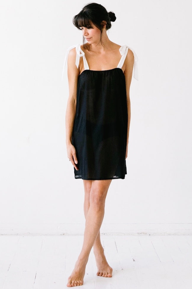 Cotton Babydoll Tie Strap Dress – Adjustable Soft Sleepwear With Lace Trim