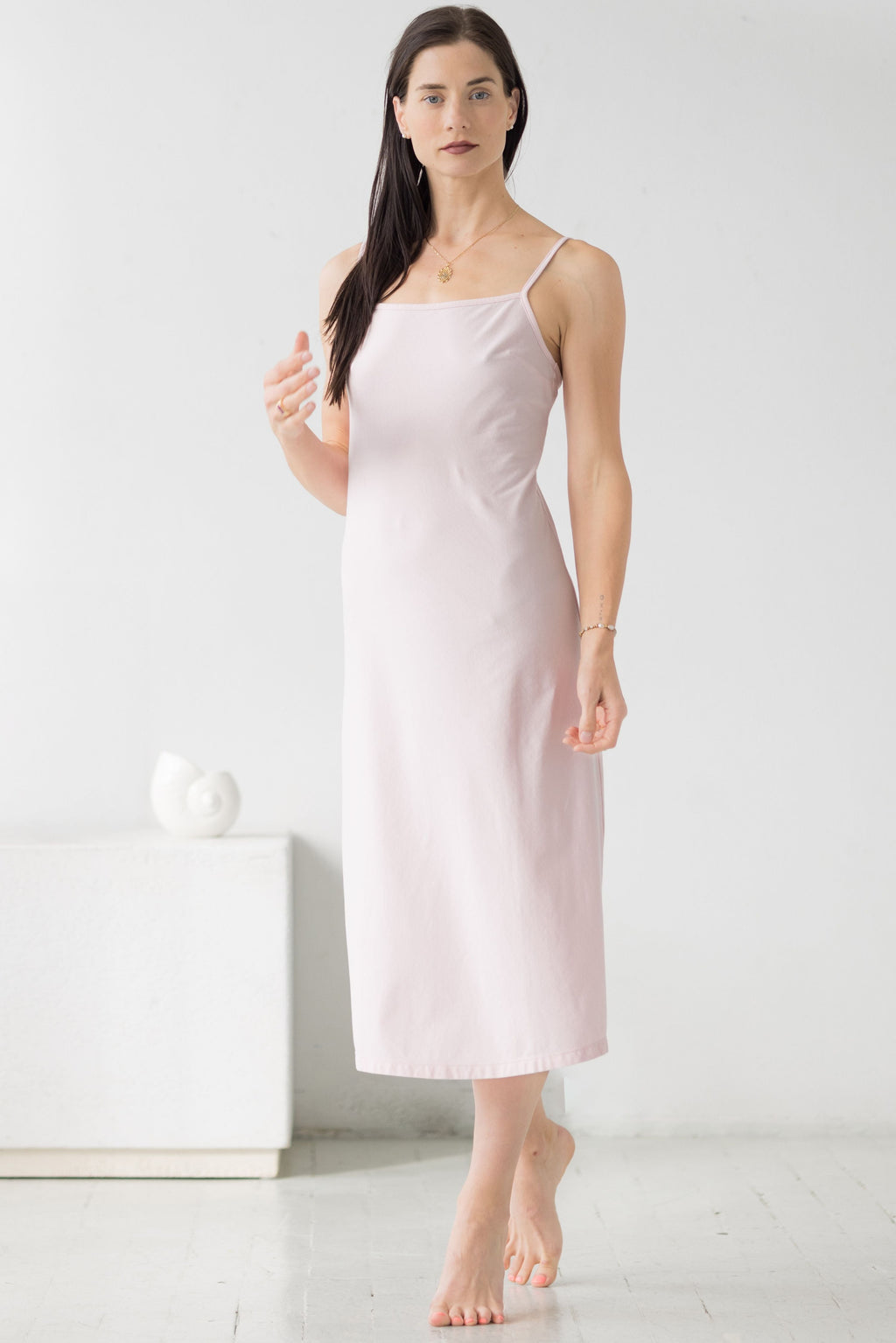 Alma Midi Chemise - Soft Pima Cotton Nightgown | Bias Cut, Spaghetti Strap Sleepwear