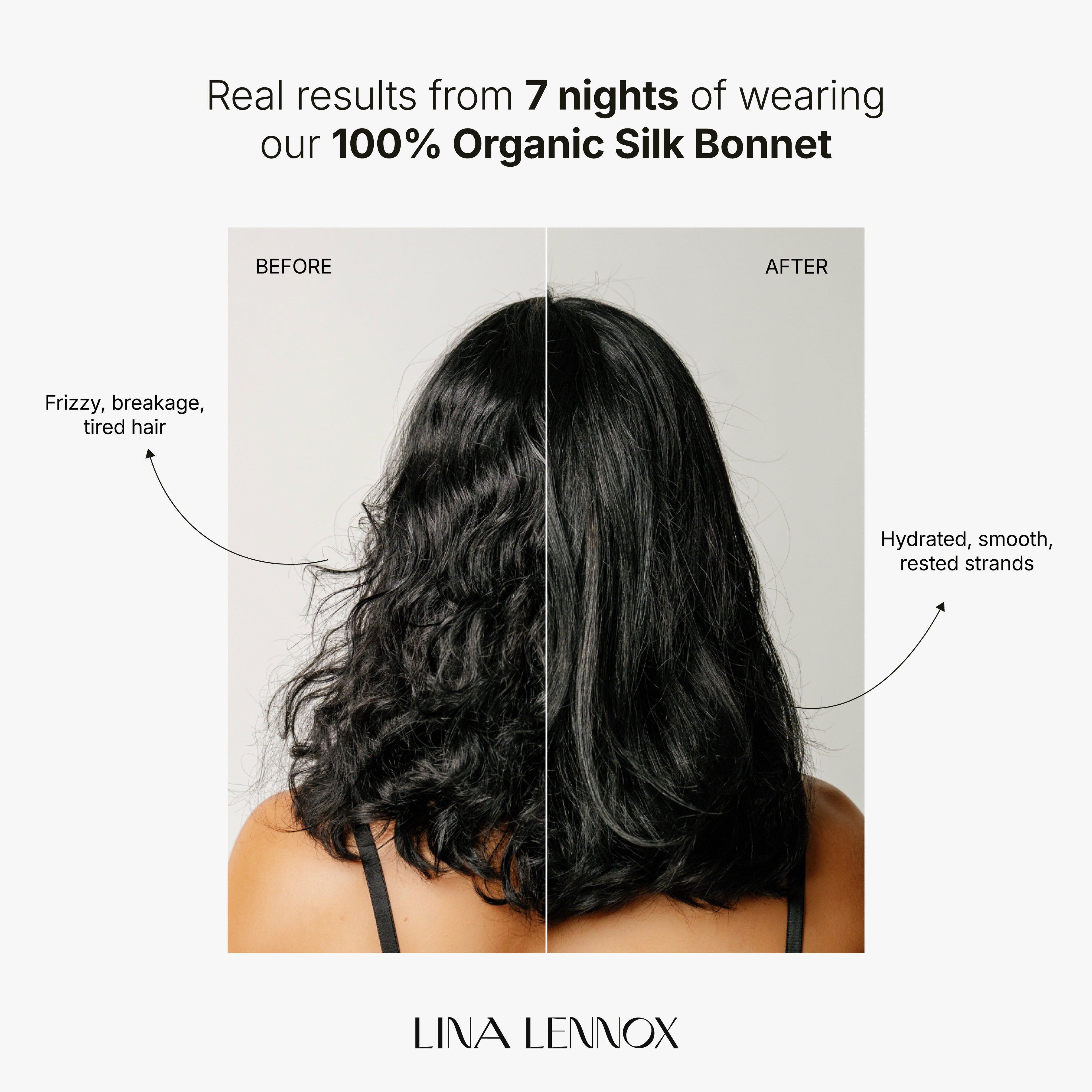 Organic Silk Hair Bonnet – Mulberry Silk Bonnet Black | Handmade 22-Momme Sleep Cap