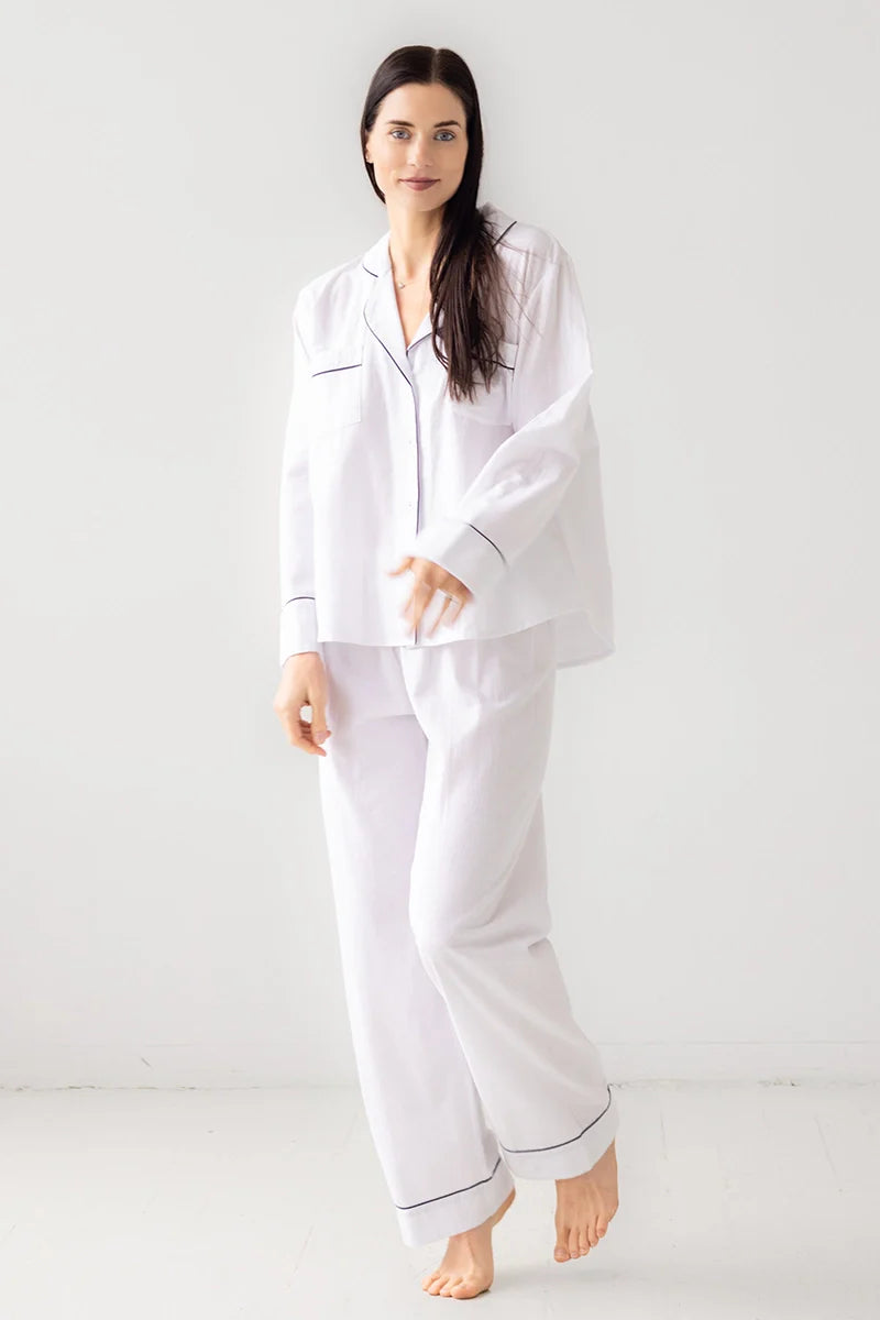 Classic Flannel Pajama - Soft Cotton Nightwear With Elastic Waist Pants & Double Pocket Shirt