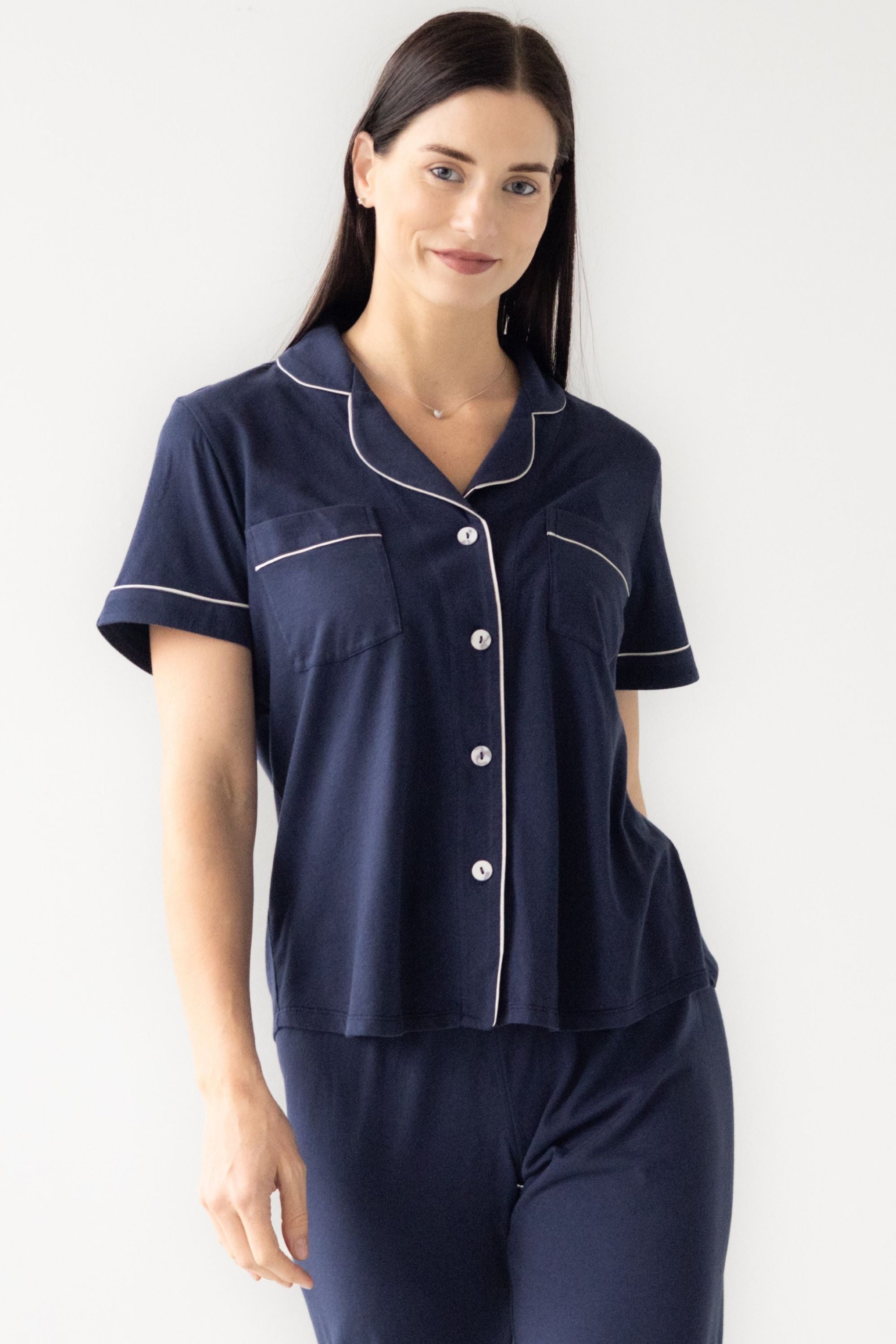 Capri Pajamas Luxury Set – Brushed Pima Cotton Cozy Short Sleeve Sleepwear