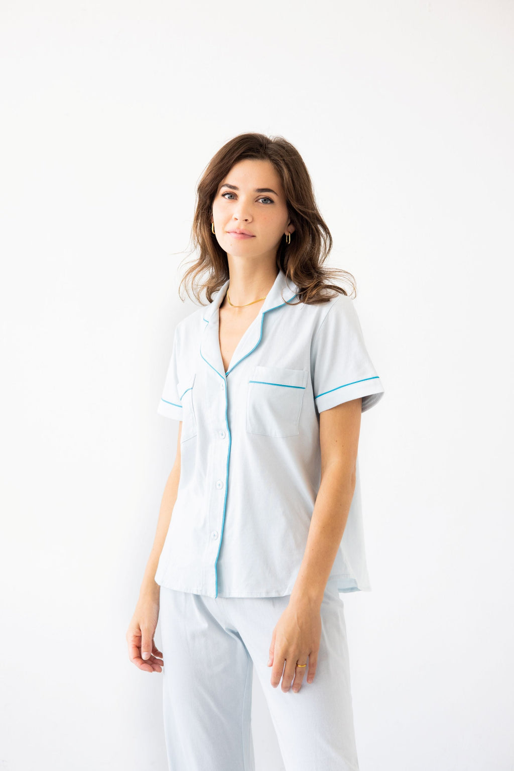 Capri Pajamas Luxury Set – Brushed Pima Cotton Cozy Short Sleeve Sleepwear