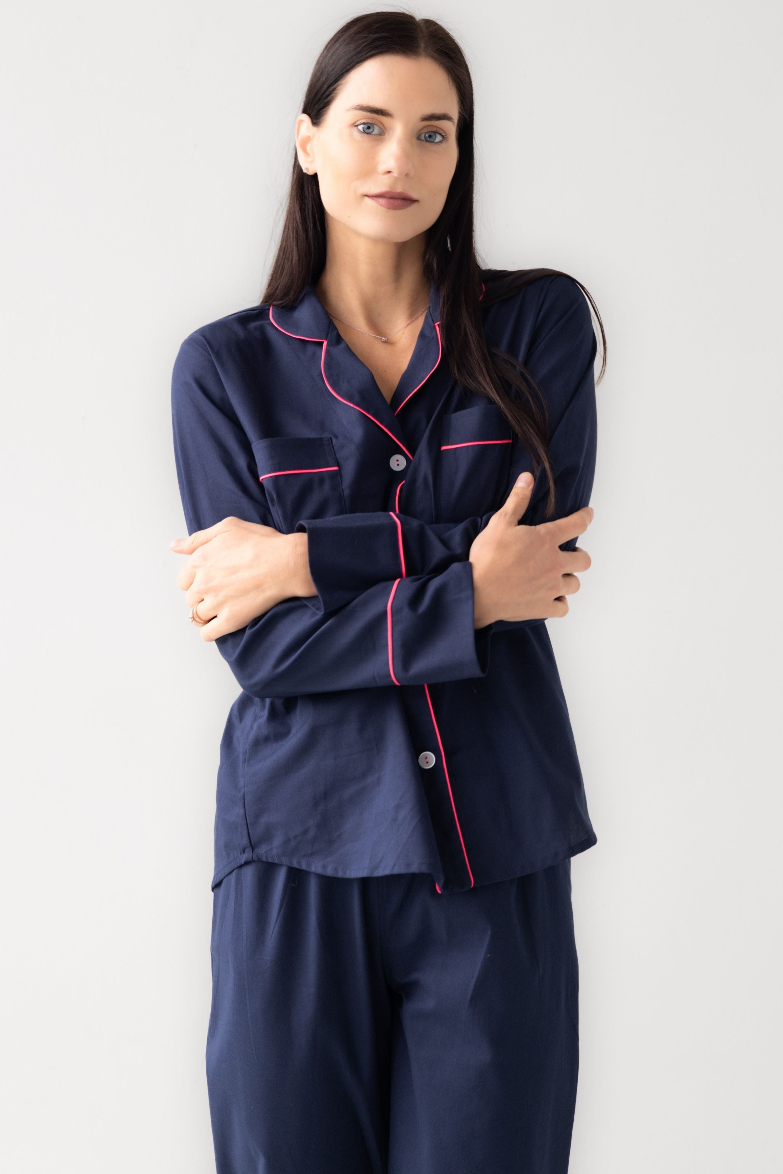 Cotton Pajama Set - Classic Woven Lightweight Sleepwear With Button-Down Shirt