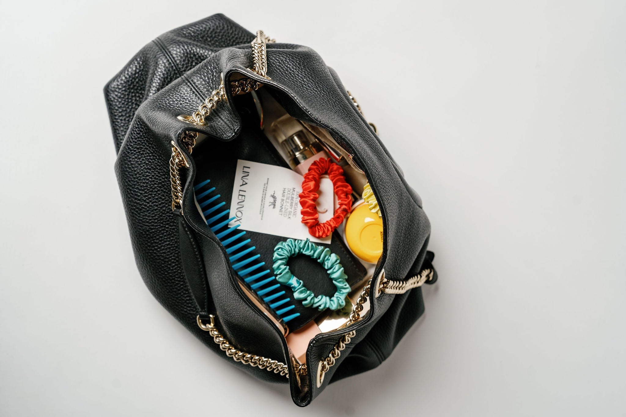 Organic Silk Scrunchie – Small Black Mulberry Silk Ponytail Holder, Handmade