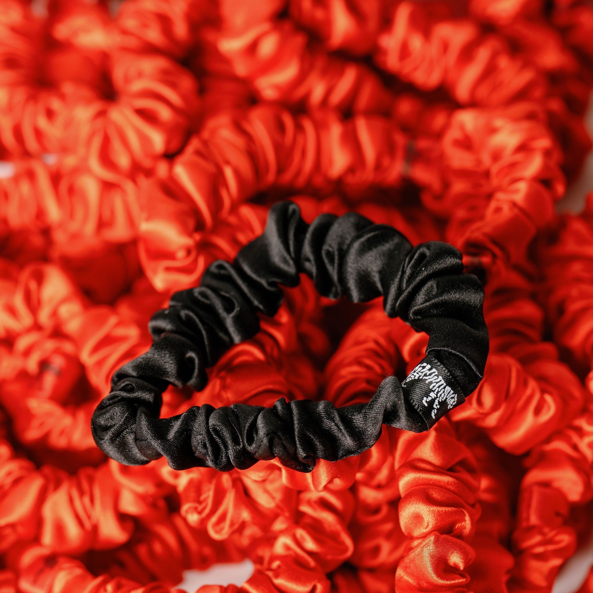 Organic Silk Scrunchie – Small Black Mulberry Silk Ponytail Holder, Handmade