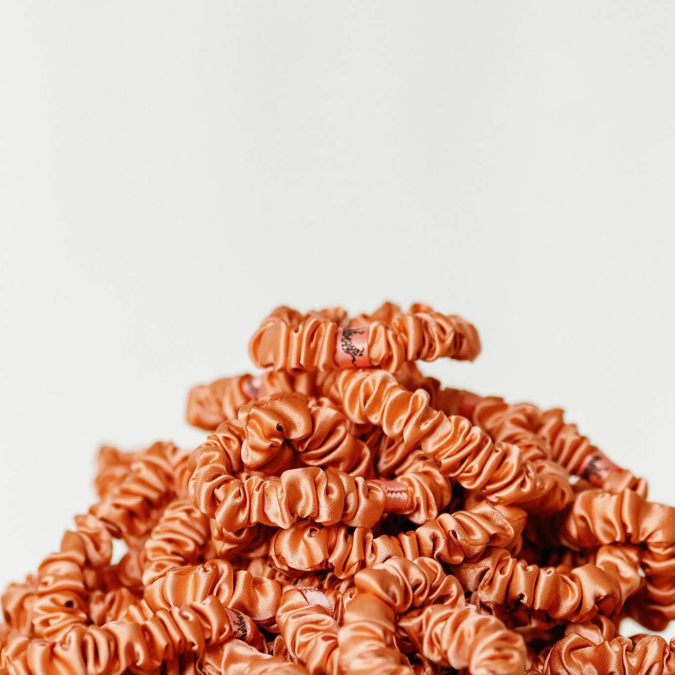 Organic Silk Scrunchie – Small Peachy Coral Mulberry Silk Hair Tie