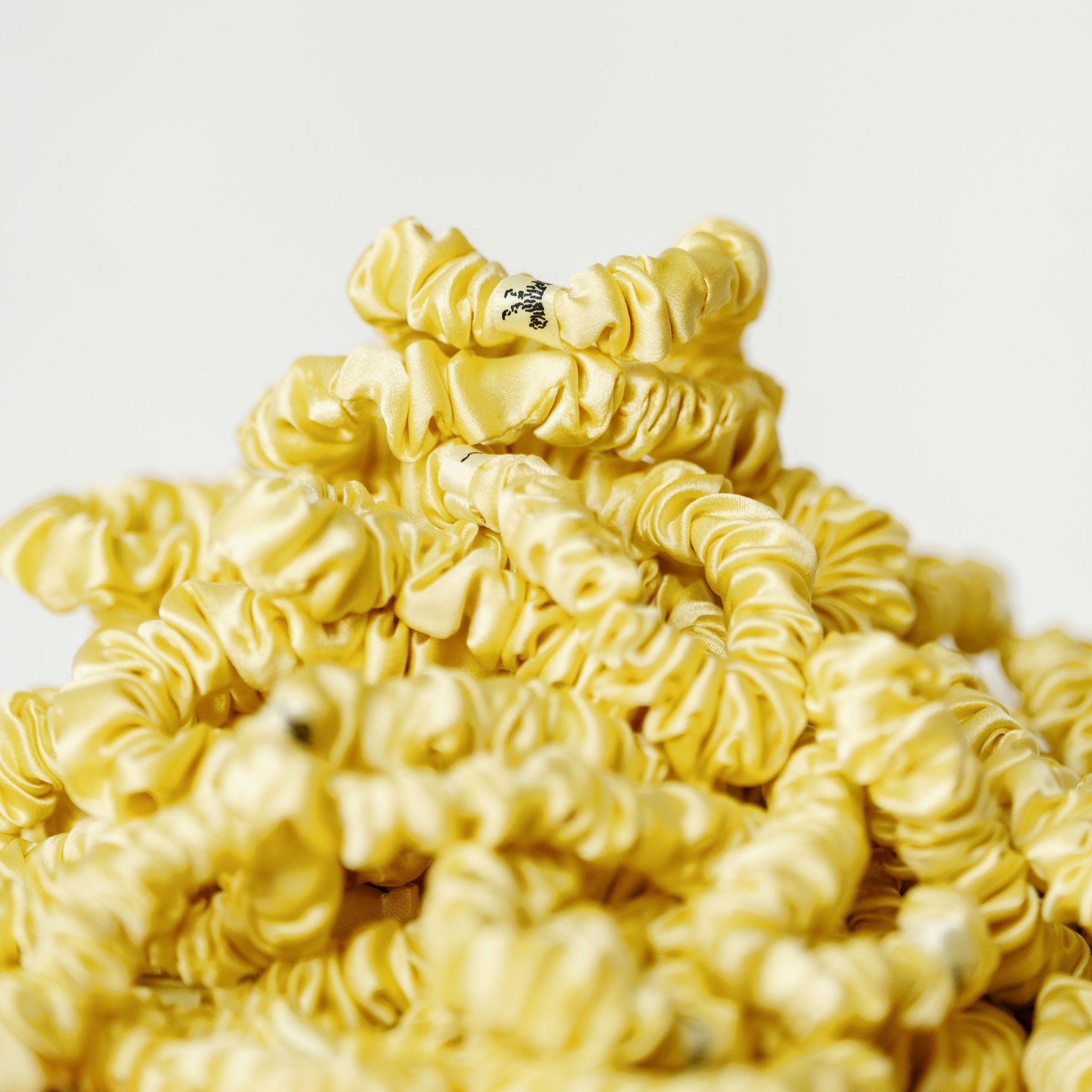 Organic Silk Scrunchie – Small Sunshine Yellow, 22 Momme Grade 6A Mulberry Silk