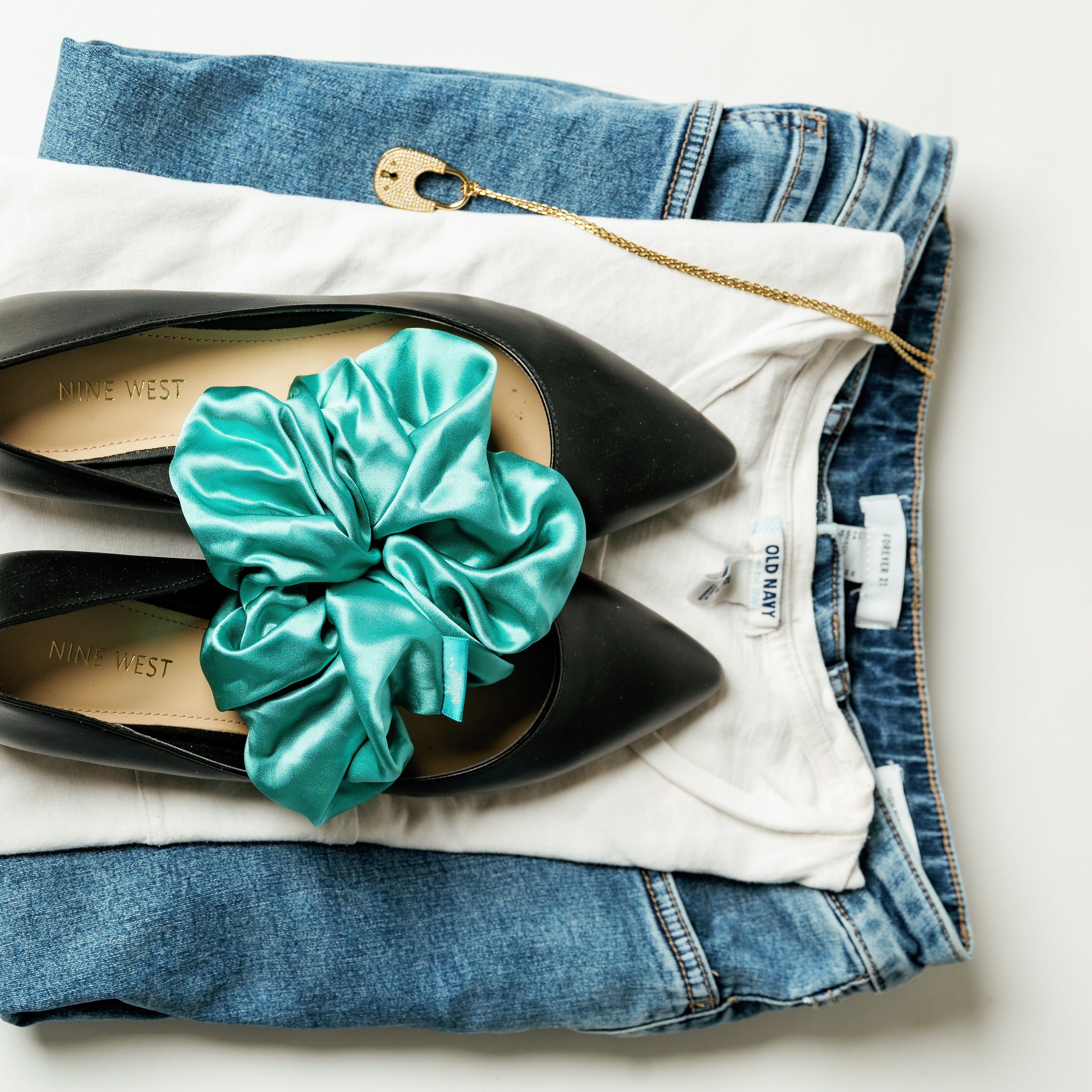 Organic Silk Scrunchie – Oversized Jade Green Mulberry Silk Hair Tie