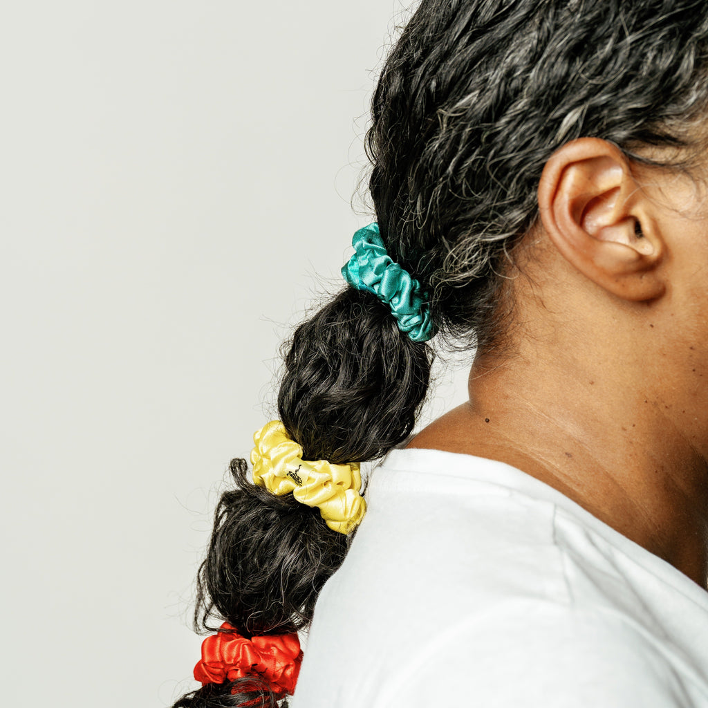 Organic Silk Scrunchie – Small Jade Green Mulberry Silk Hair Tie, 22 Momme