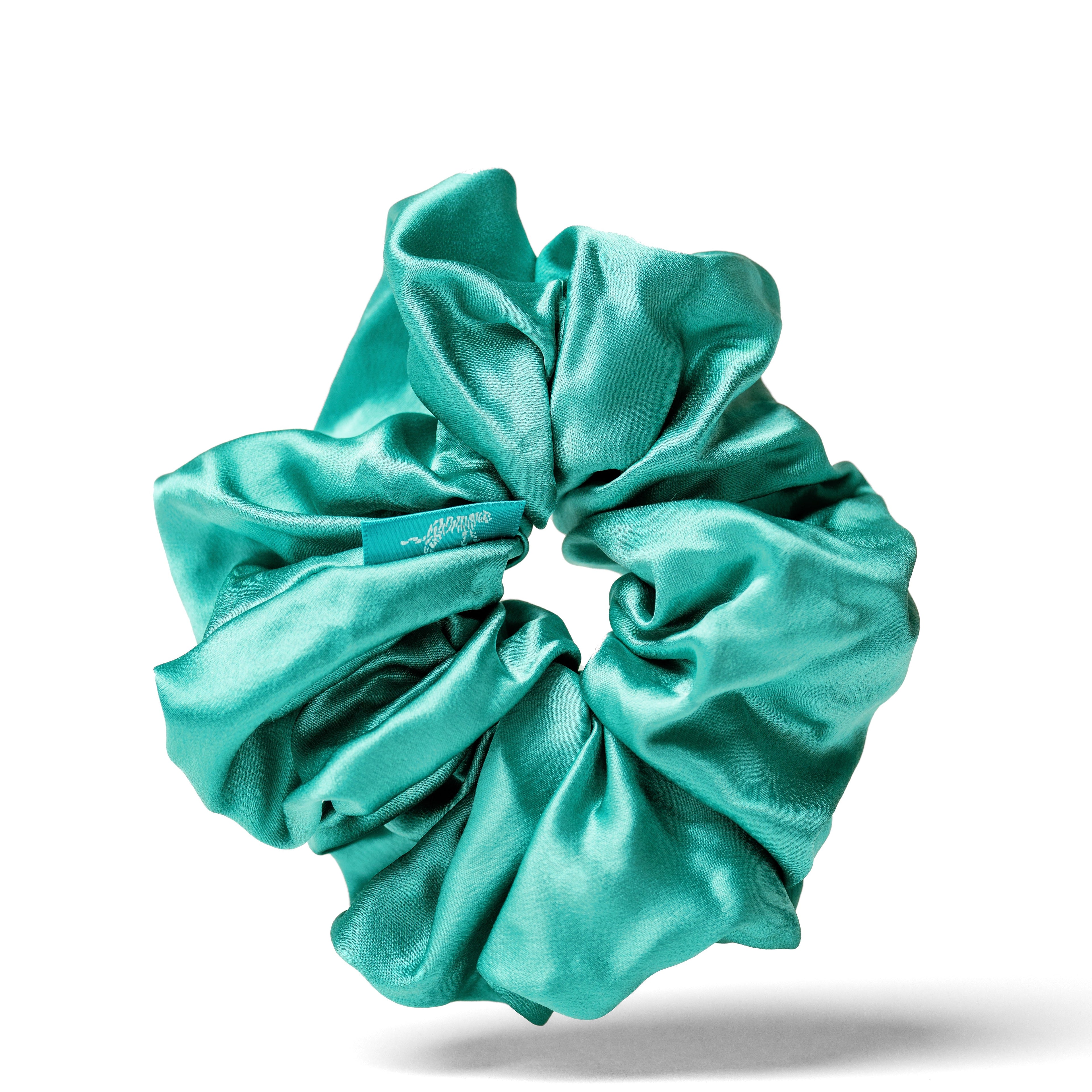 Organic Silk Scrunchie – Oversized Jade Green Mulberry Silk Hair Tie