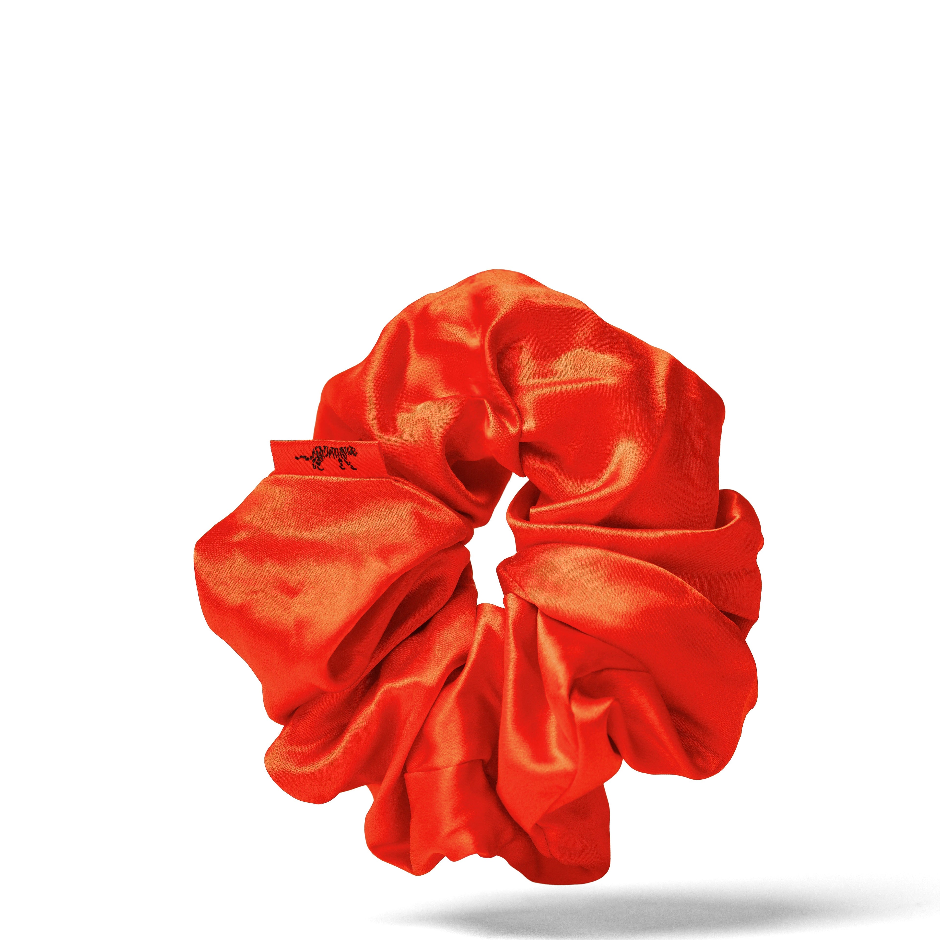 Organic Silk Scrunchie – Oversized Mulberry Silk Ponytail Holder, Red