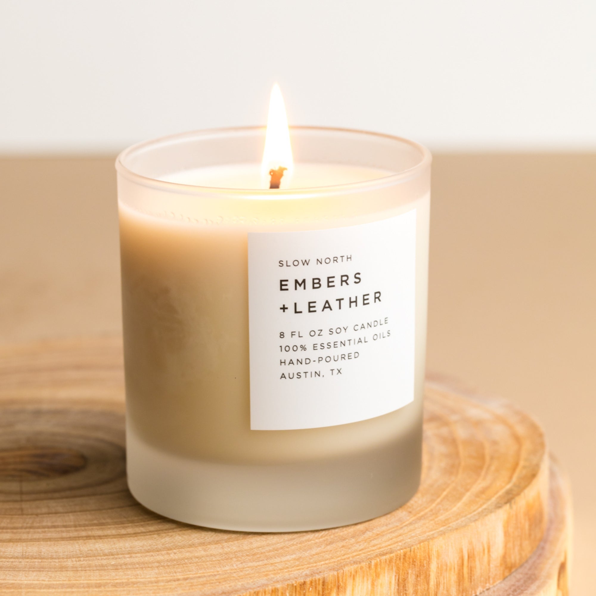 Embers Leather Candle – Eco Friendly Soy Wax Aromatherapy Candle with Smoky Vetiver