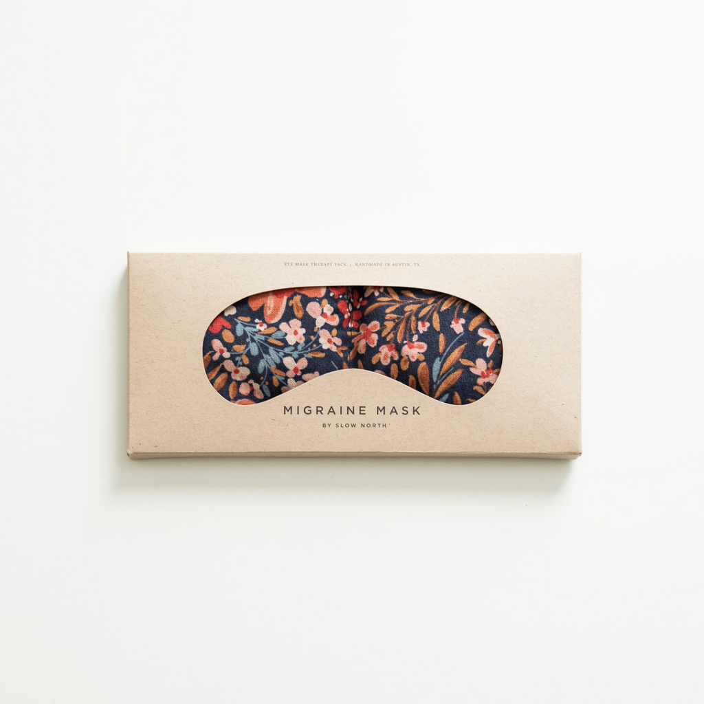 Migraine Relief Eye Mask - Pom Blossom Cotton Linen Weighted Eye Pillow