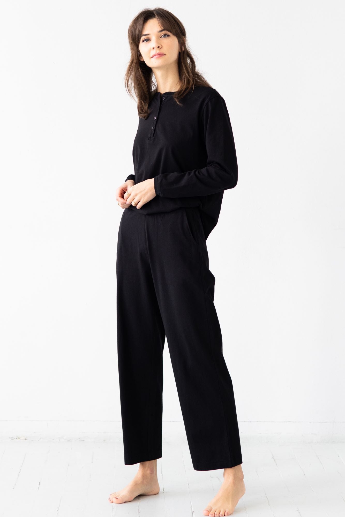 Pima Cotton Pants - Classic Straight Leg, High Waisted, Comfortable Fit
