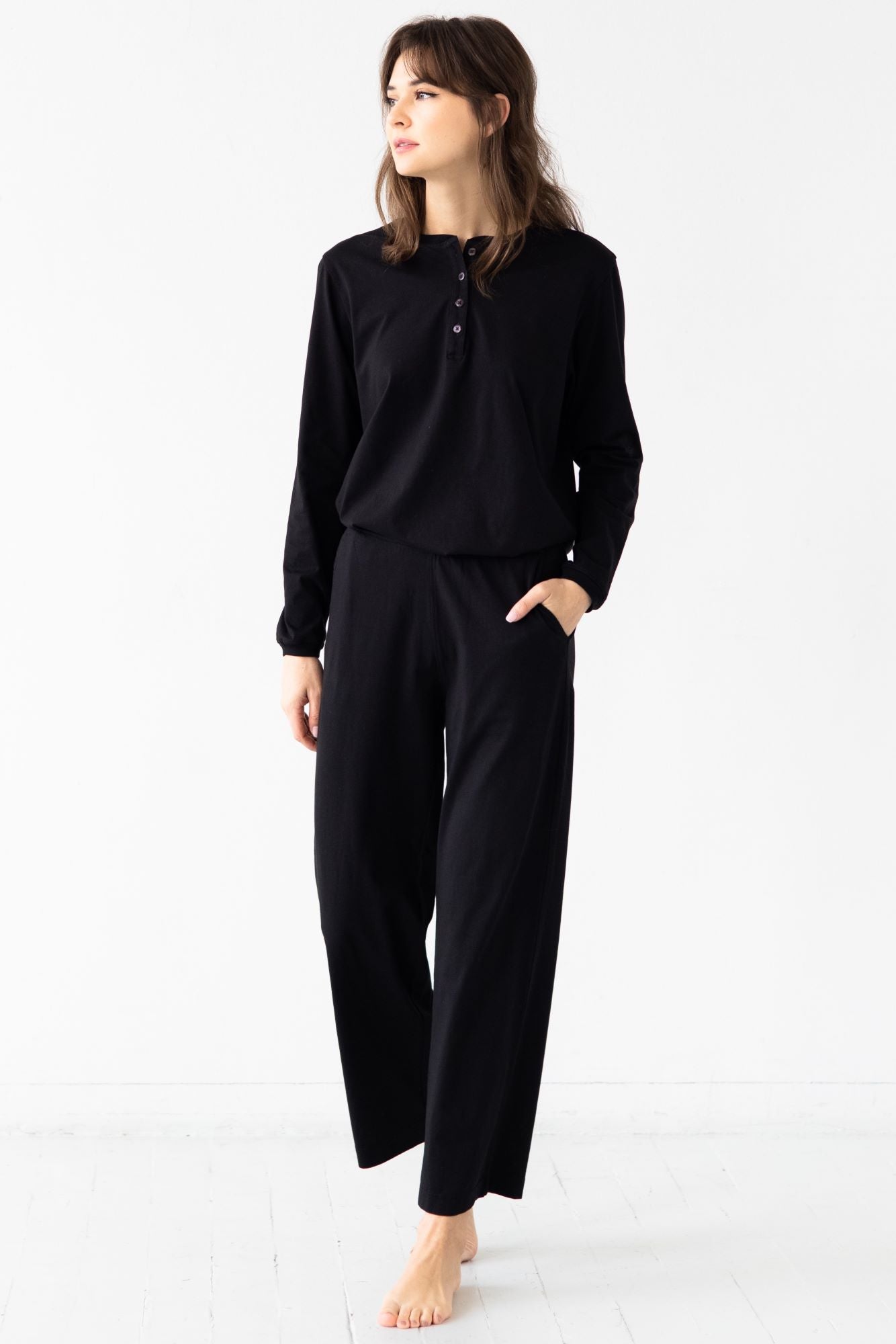 Pima Cotton Pants - Classic Straight Leg, High Waisted, Comfortable Fit