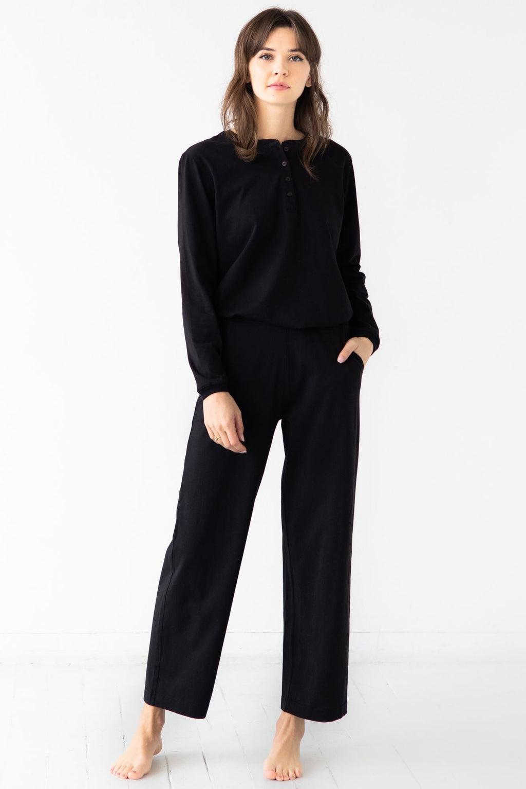 Pima Cotton Pants - Classic Straight Leg, High Waisted, Comfortable Fit