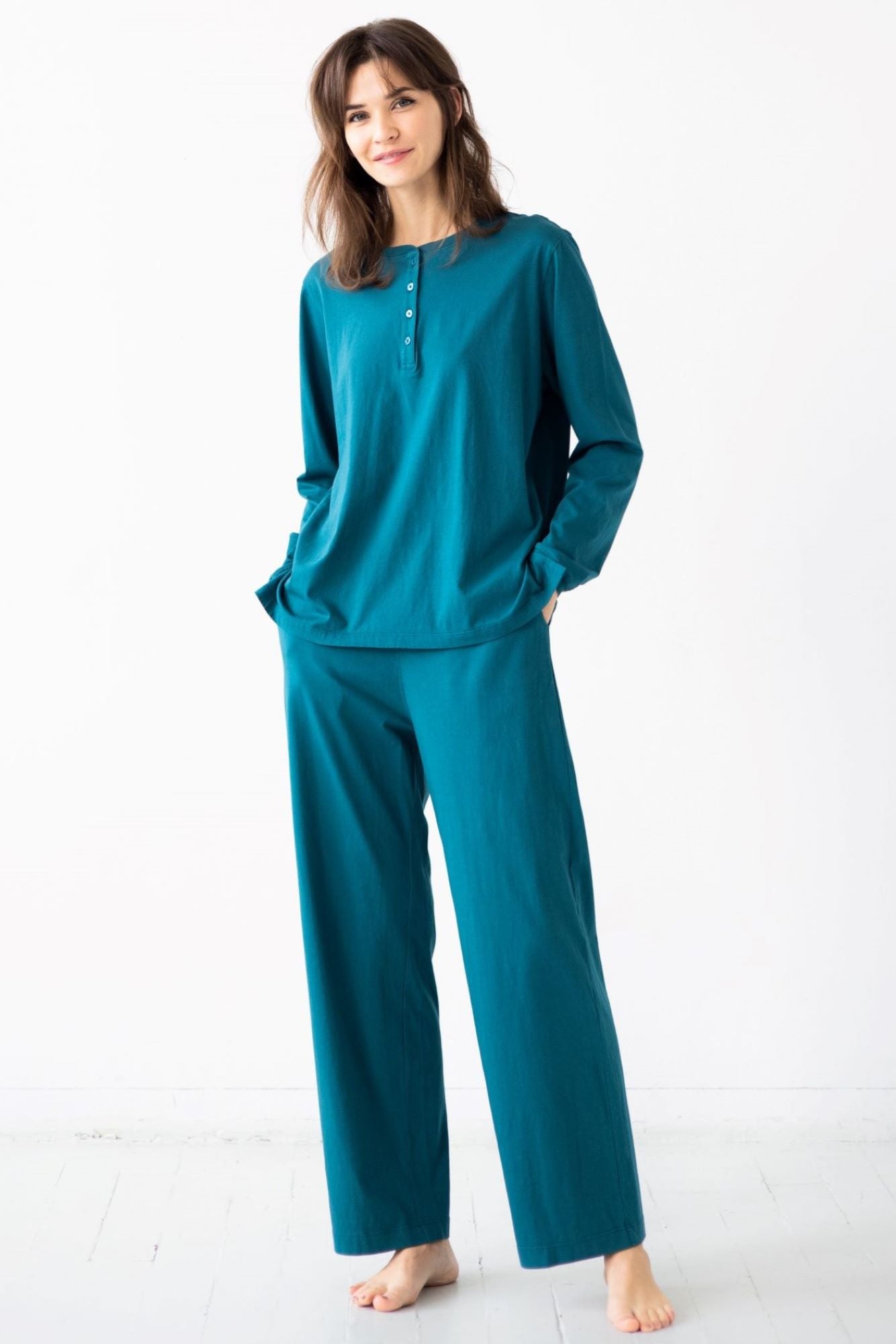 Pima Cotton Pants - Classic Straight Leg, High Waisted, Comfortable Fit