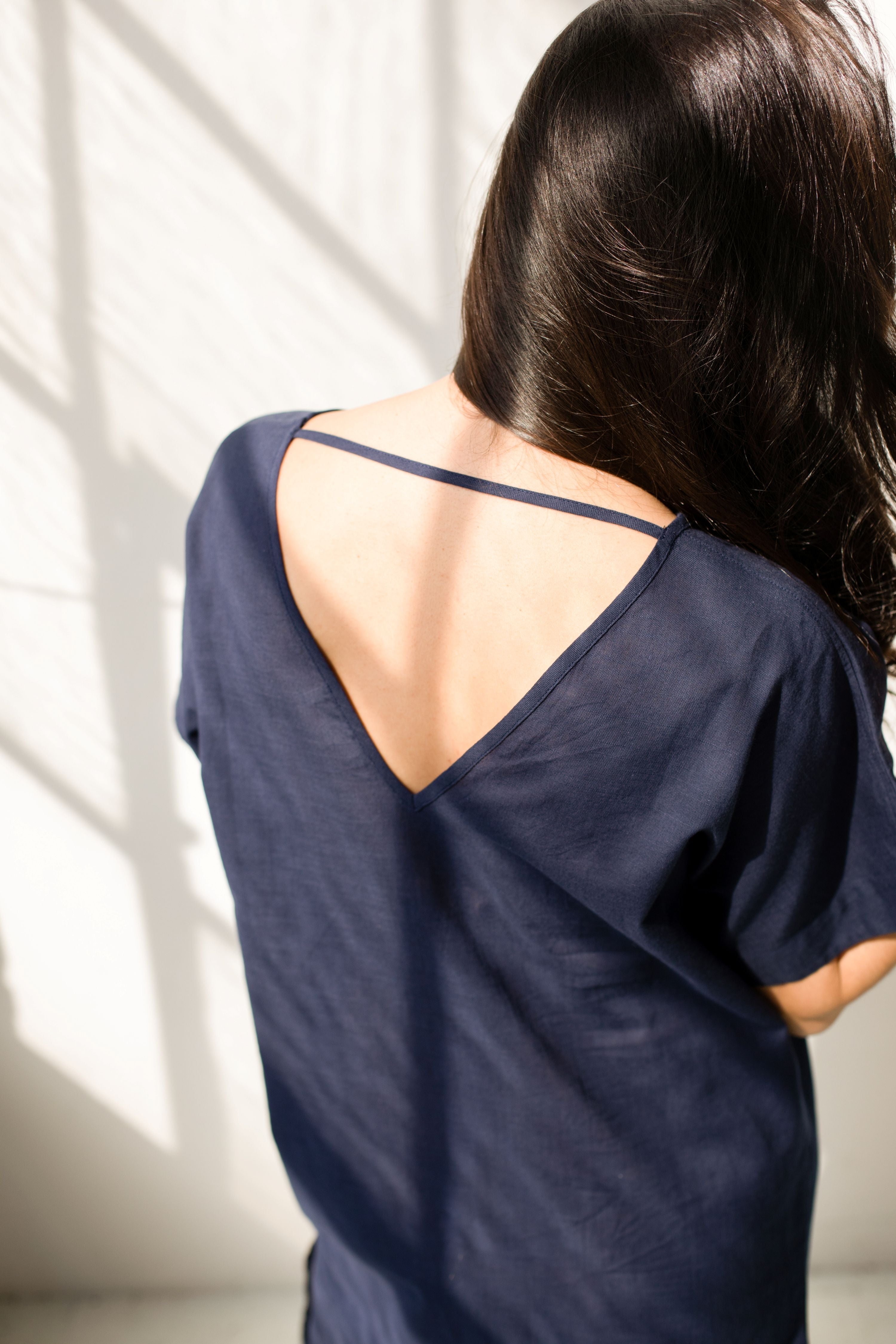 Woven Kaftan - Lightweight Cotton Dress With Triangle Neck, Summer Loungewear