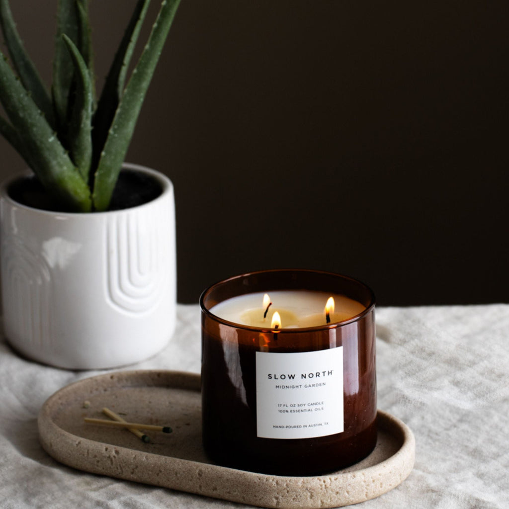 3-Wick Soy Candle – Midnight Garden Lavender Rosemary Floral Aromatherapy Candle