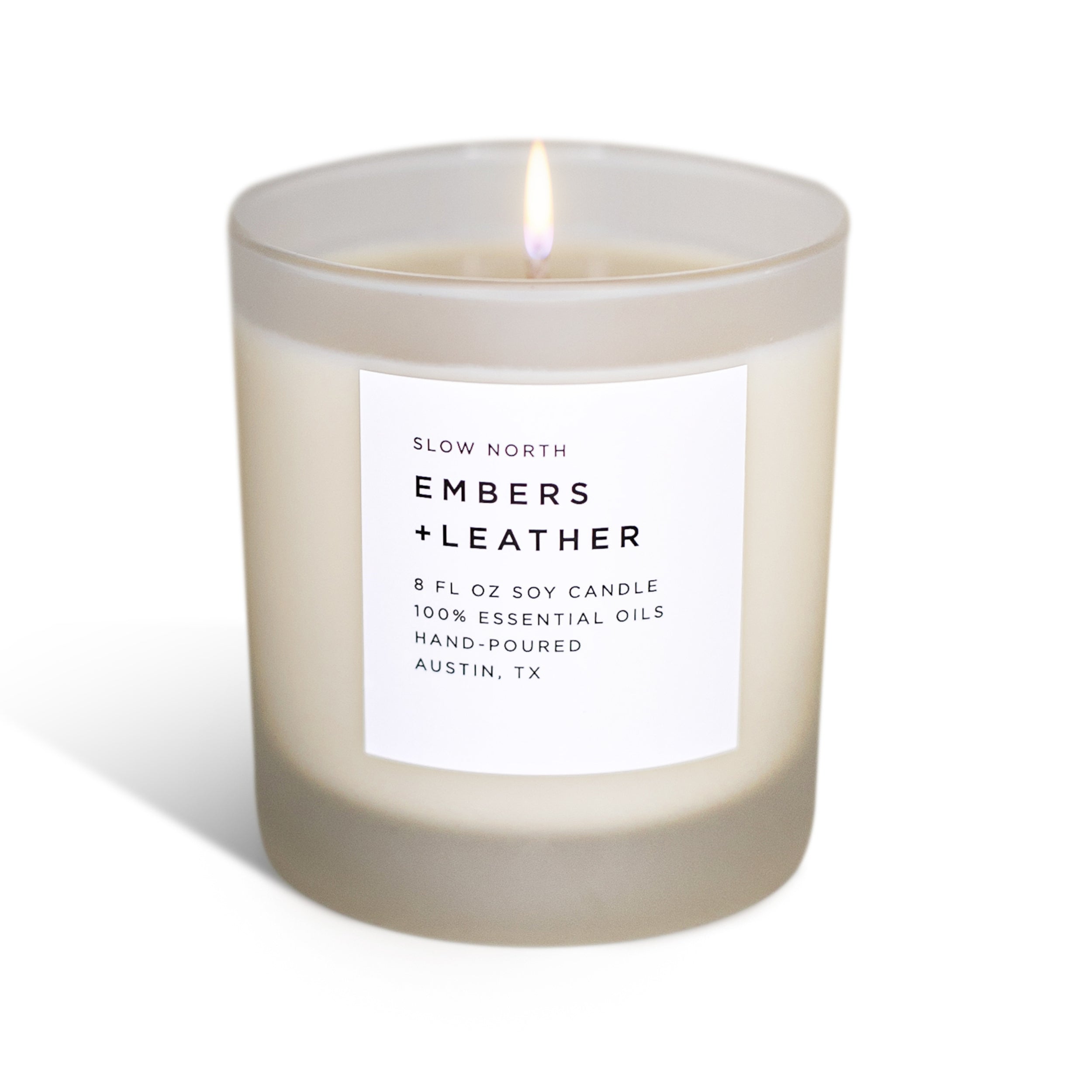 Embers Leather Candle – Eco Friendly Soy Wax Aromatherapy Candle with Smoky Vetiver