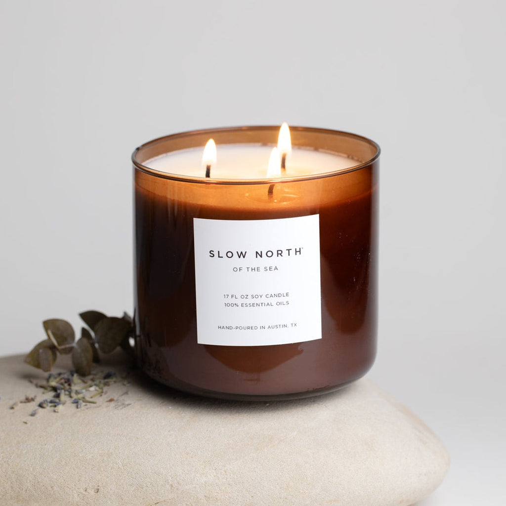 3-Wick Soy Candle – Of The Sea Lavender Eucalyptus Peppermint Aromatherapy