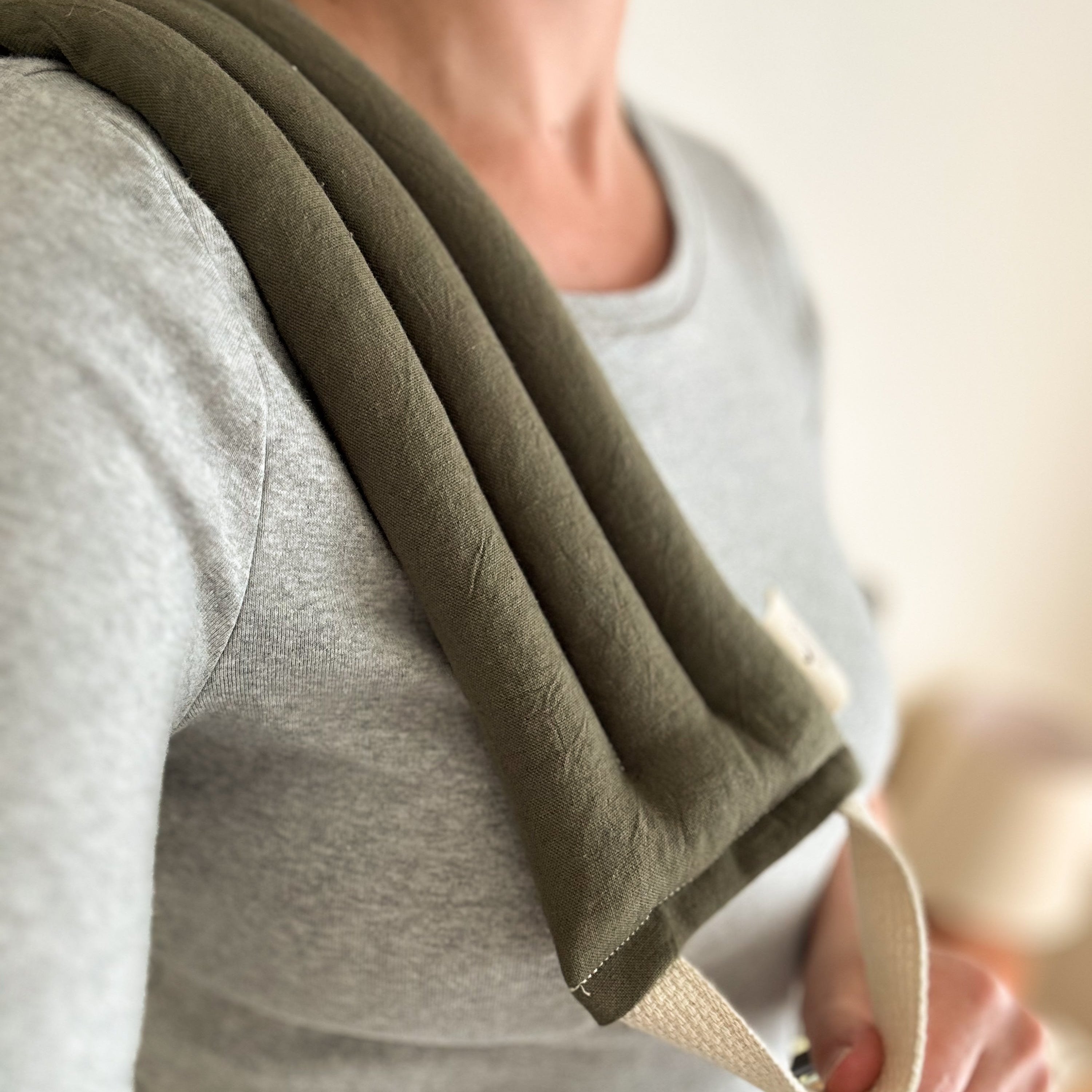 Weighted Neck Wrap - Olive Green Cotton Linen Wrap | Heat & Cold Therapy Pack