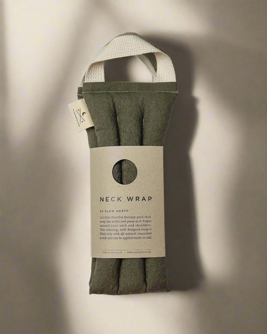 Weighted Neck Wrap - Olive Green Cotton Linen Wrap | Heat & Cold Therapy Pack