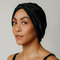 Organic Silk Hair Bonnet – Mulberry Silk Bonnet Black | Handmade 22-Momme Sleep Cap