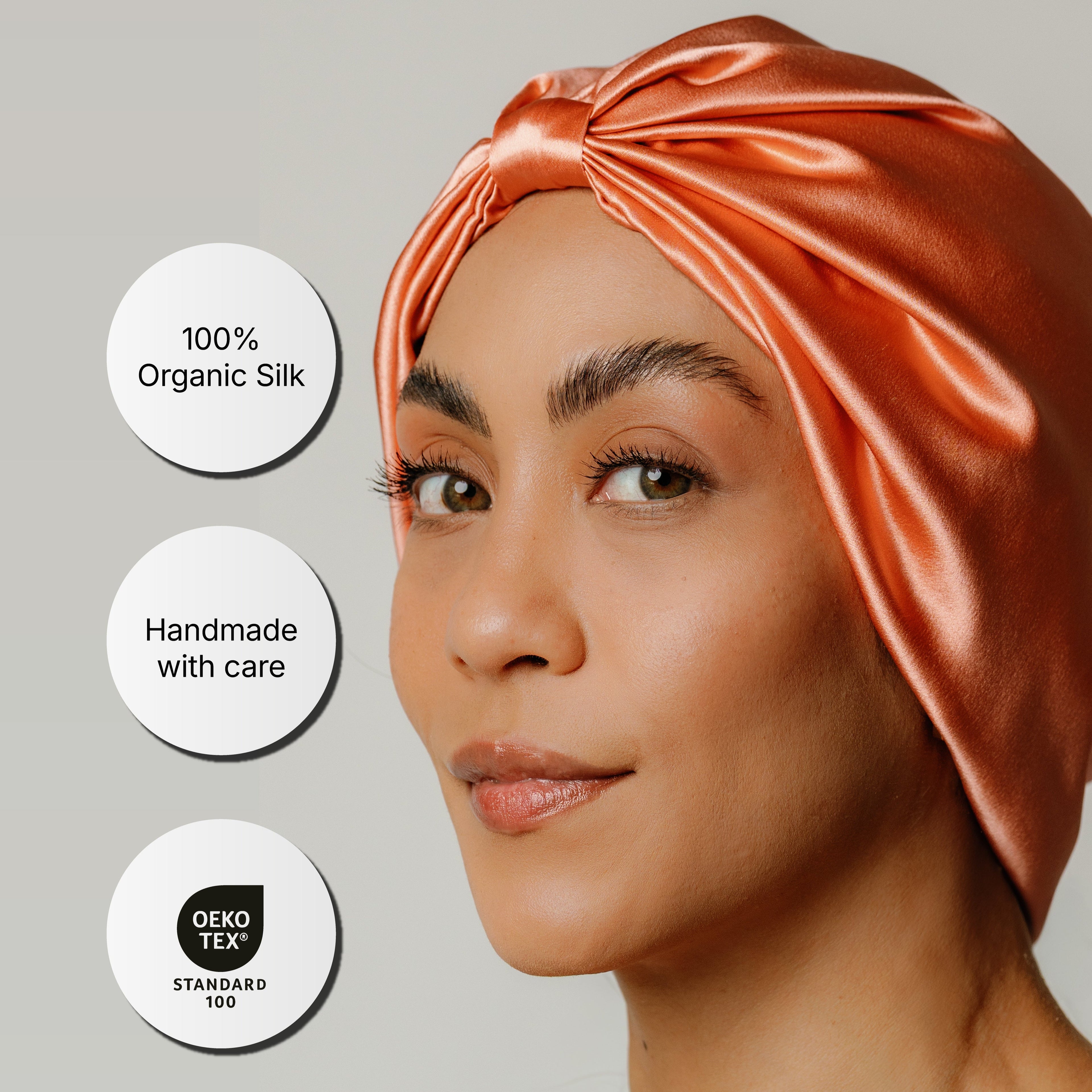 Organic Silk Hair Bonnet – 22-Momme Mulberry Silk Sleep Cap, Breathable & Luxury