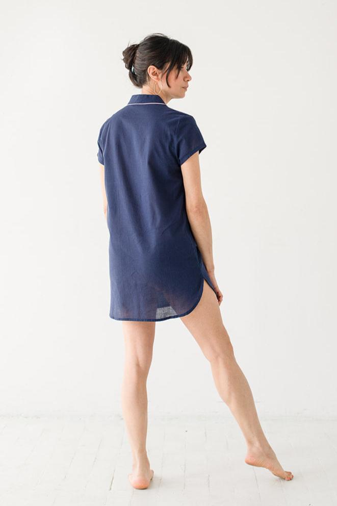 Shawl Collar Shirt - Boyfriend Style Comfortable Nightwear in Soft Cotton