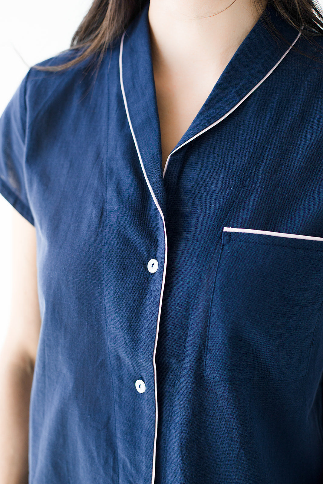 Shawl Collar Shirt - Boyfriend Style Comfortable Nightwear in Soft Cotton