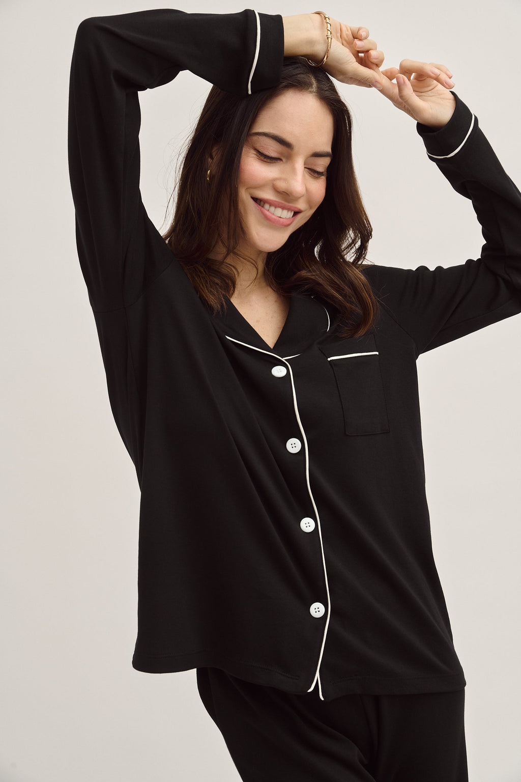 Pima Cotton Pajamas - Classic Black Pajama Set | Soft Breathable Nightwear