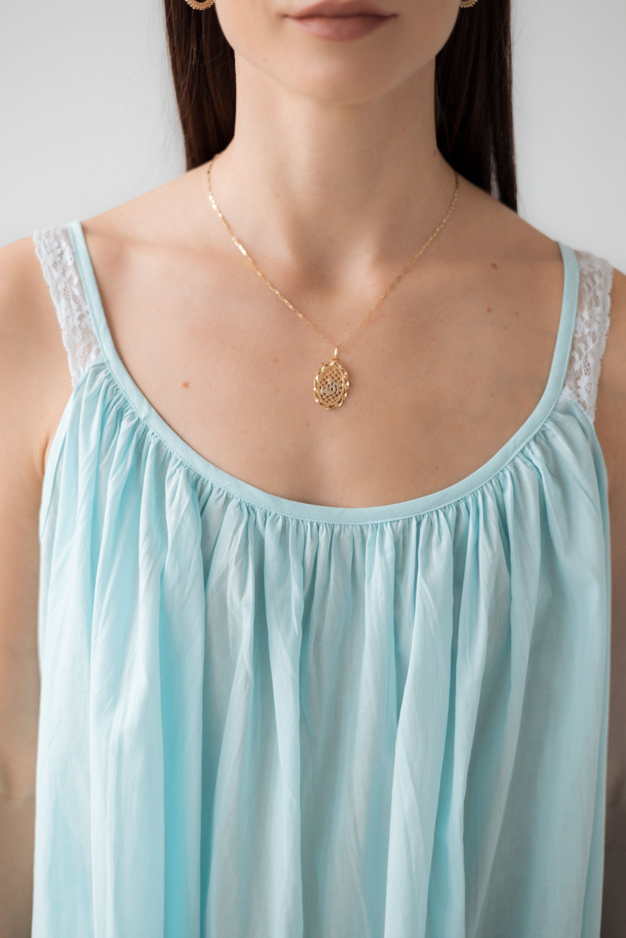 Sleeveless Cotton Gown - Lightweight Sleepwear With Soft Gathered Neckline & Lace Straps