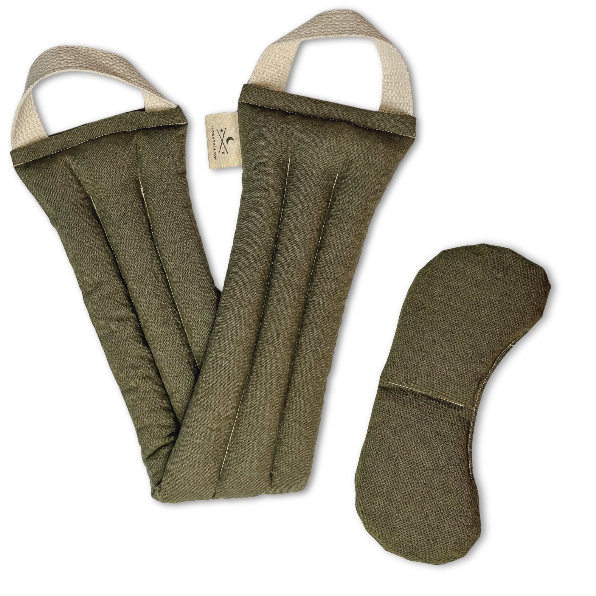 Eye Mask Neck Wrap Therapy Pack Bundle - Olive Green Soothing Heat Cold Relief