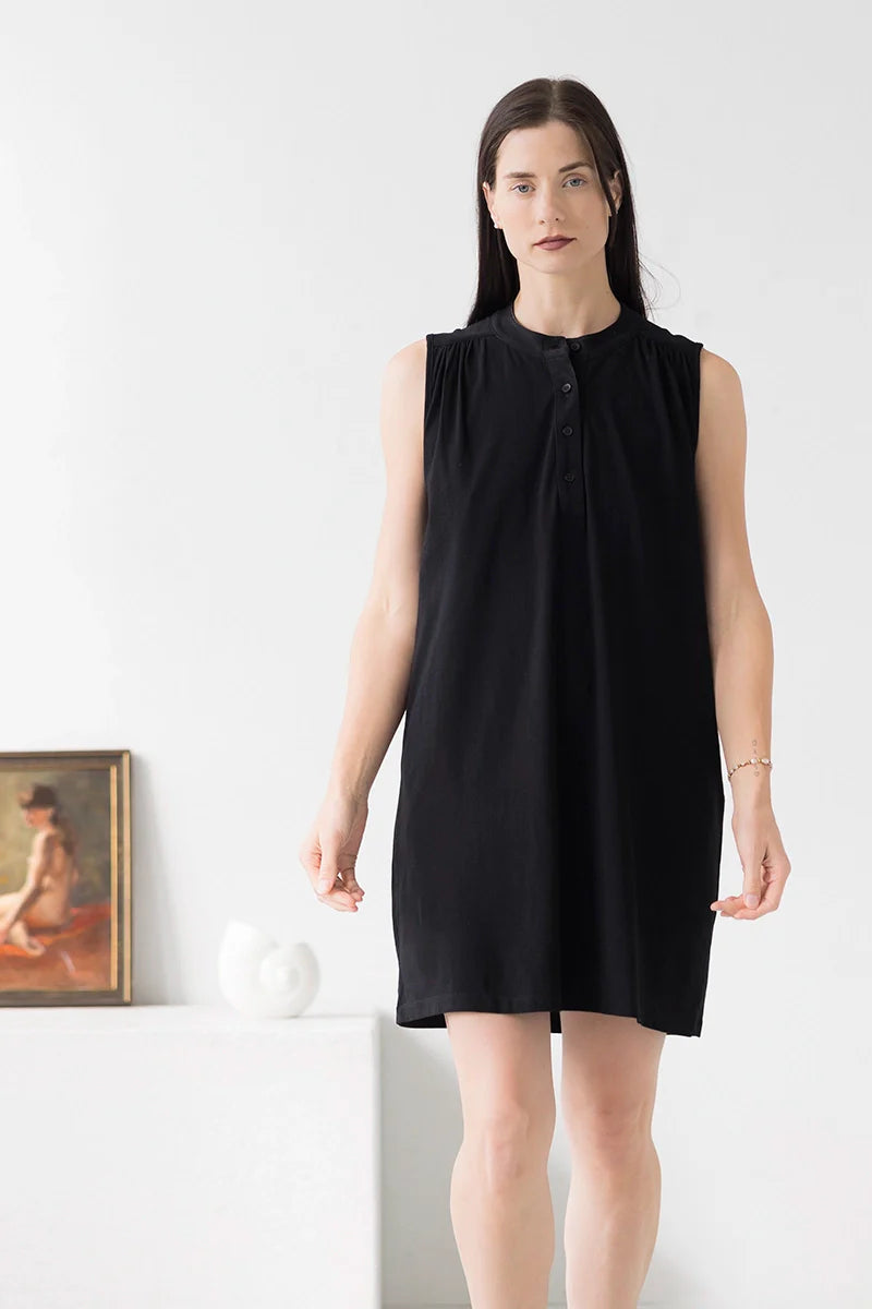 Cotton Mini Lounge Dress – Soft Pima Cotton Sleepwear Dress, Sleeveless Flowing Fit