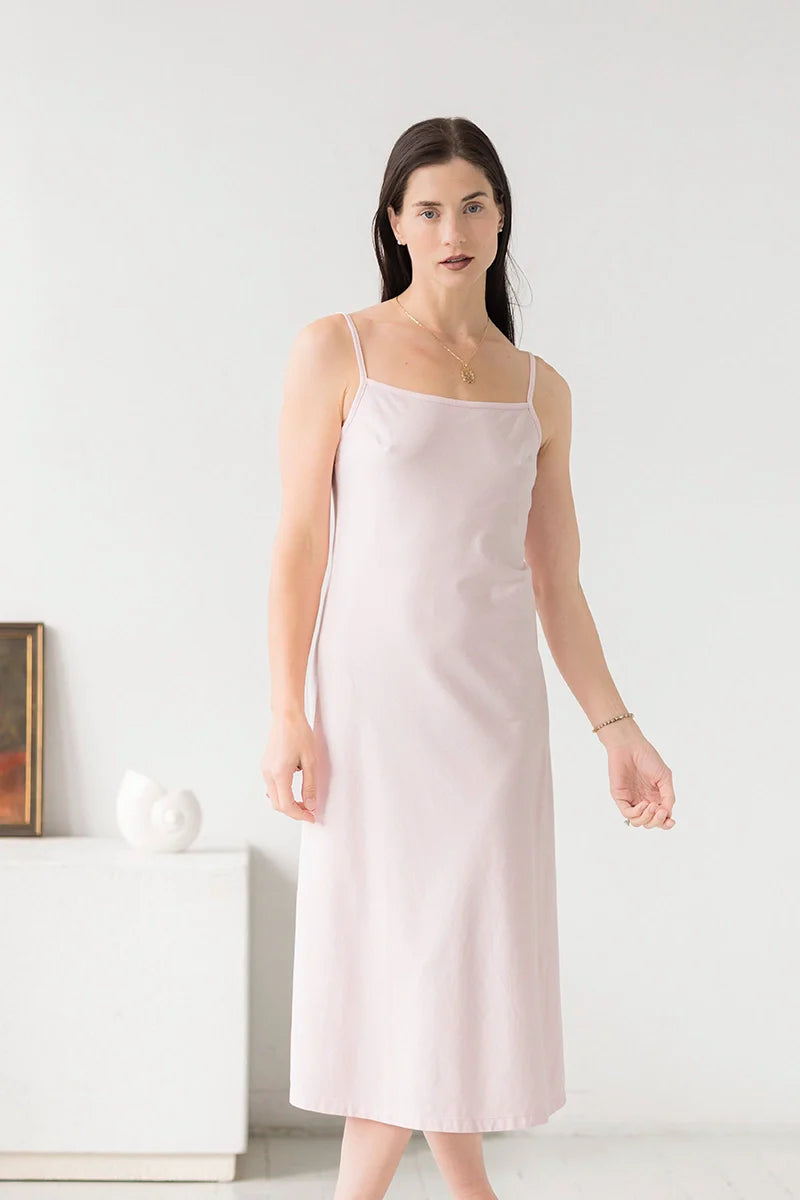 Alma Midi Chemise - Soft Pima Cotton Nightgown | Bias Cut, Spaghetti Strap Sleepwear