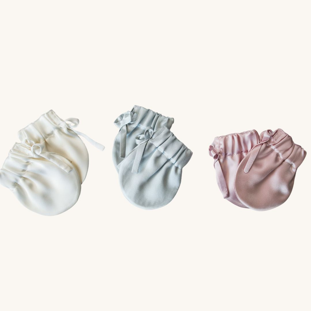 Organic Silk Baby Mittens – Soft Breathable Charmeuse Infant Gloves for Hand Protection