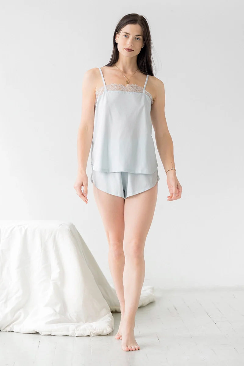 Pima Cotton Camisole Set - Soft Lace Baby Sleepwear With Breathable Shorts