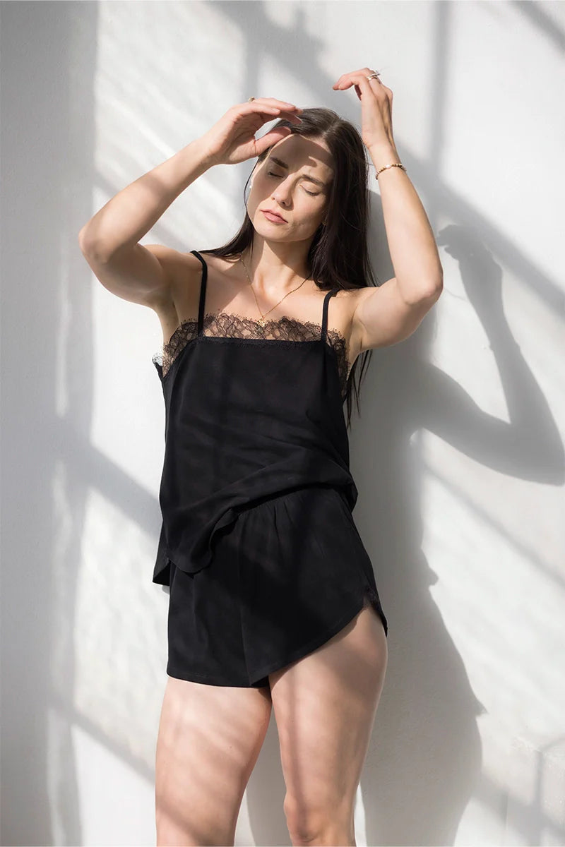 Pima Cotton Camisole Set - Soft Lace Baby Sleepwear With Breathable Shorts